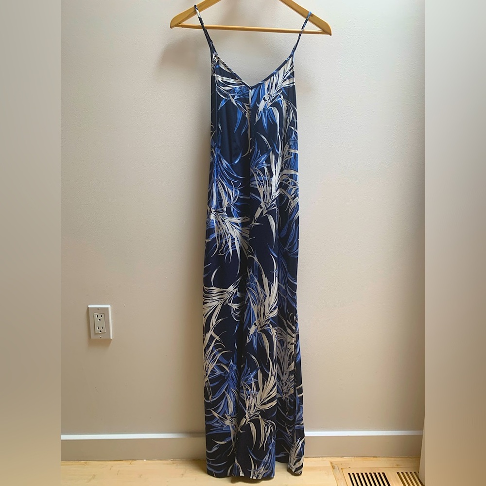 Navy tropical print maxi dress